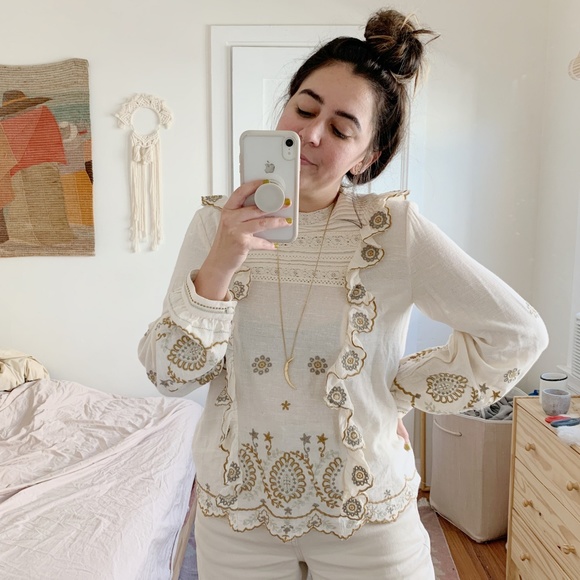 Zara Tops - NWT! Zara Embroidered Ruffle Blouse